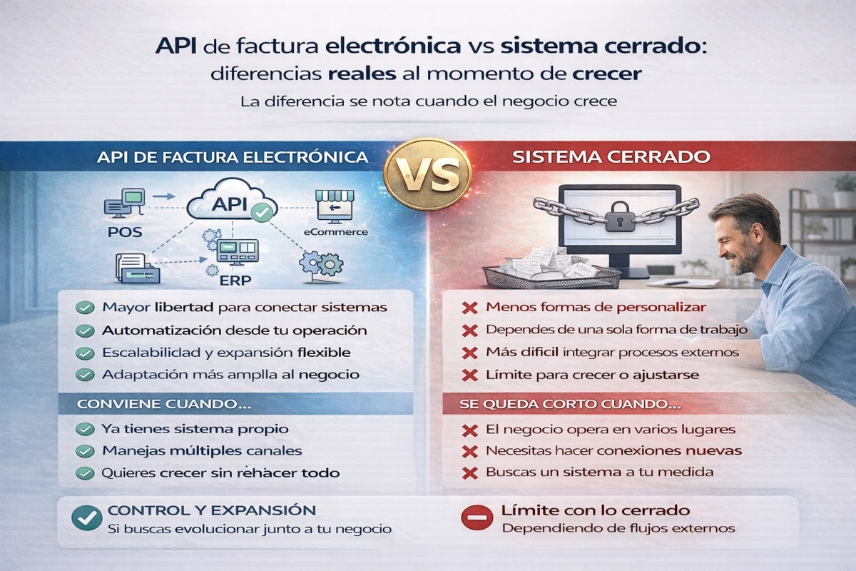 API de factura electrónica vs sistema cerrado: diferencias reales al momento de crecer